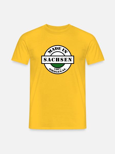 MADE IN SACHSEN Dresden Leipzig Geboren Geschenk - Männer T-Shirt - Gelb