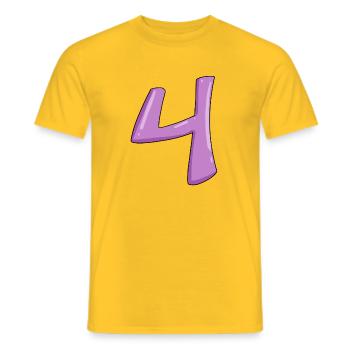 Chiffre numéro 4 - T-shirt homme - jaune - Devant - AI Model Male 178 dark (178cm)