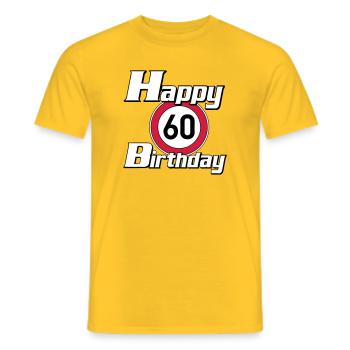 60.Anniversaire , 60 Ans , Joyeux Anniversaire 60 (25) - T-shirt homme - jaune - Devant - AI Model Male 178 dark (178cm)