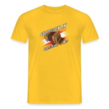 Quetschn AN - Probleme AUS | ZiachON! - Männer T-Shirt - Gelb - Vorne - AI Model Male 178 dark (178cm)