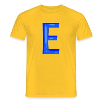 Letter E initial letter blue - Men's T-Shirt - yellow - Front - AI Model Male 178 dark (178cm)