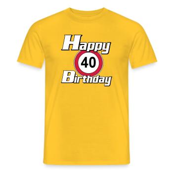 40.Birthday , 40 Years , Happy Birthday 40 (25) - Men's T-Shirt - yellow - Front - AI Model Male 178 dark (178cm)