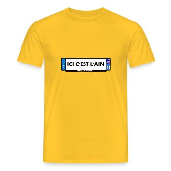 ici c'est l'ain - T-shirt homme - jaune - Devant - AI Model Male 178 dark (178cm)