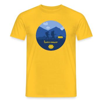 Buen Camino Santiago Man and Woman - Men's T-Shirt - yellow - Front - AI Model Male 178 dark (178cm)