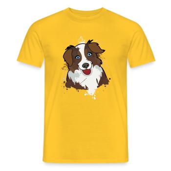 Australian Shepherd - T-shirt homme - jaune - Devant - AI Model Male 178 dark (178cm)