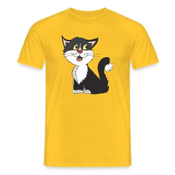 cat black white - Men's T-Shirt - yellow - Front - AI Model Male 178 dark (178cm)