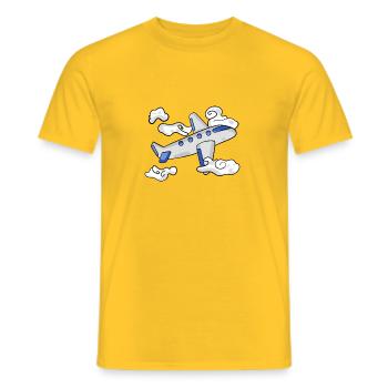 airplane - Men's T-Shirt - yellow - Front - AI Model Male 178 dark (178cm)