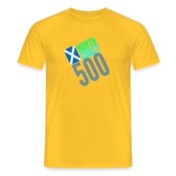 NORTH COAST 500 SCOTLAND - Men's T-Shirt - yellow - Front - AI Model Male 178 dark (178cm)