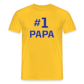 Number 1 dad #1 Father's Holidays - Men's T-Shirt - yellow - Front - AI Model Male 178 dark (178cm)
