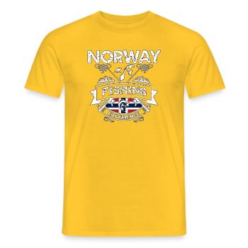 Norway Fishing Experience Angeln Norwegen - Männer T-Shirt - Gelb - Vorne - AI Model Male 178 dark (178cm)