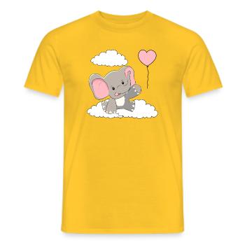 Éléphant Bébé Ballon Nuages Ciel Volant - T-shirt homme - jaune - Devant - AI Model Male 178 dark (178cm)
