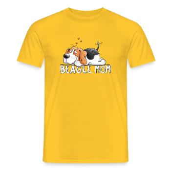 Beagle Mama I Dog Comic I Dog Saying - Men's T-Shirt - yellow - Front - AI Model Male 178 dark (178cm)