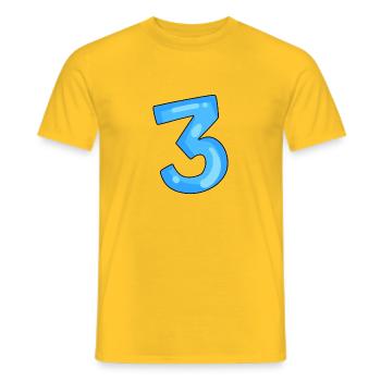 Zahl 3 Blau - Männer T-Shirt - Gelb - Vorne - AI Model Male 178 dark (178cm)