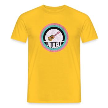 Hawaii Vintage Ukulele - Men's T-Shirt - yellow - Front - AI Model Male 178 dark (178cm)