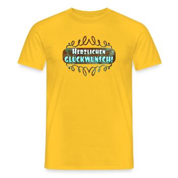 Herzlichen Glückwunsch GRATULATION GRUß - Männer T-Shirt - Gelb - Vorne - AI Model Male 178 dark (178cm)