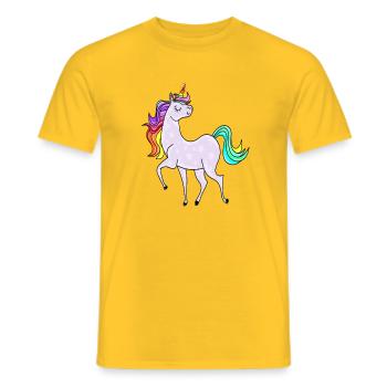 Licorne avec des astérisques et des couleurs arc-en-ciel - T-shirt homme - jaune - Devant - AI Model Male 178 dark (178cm)