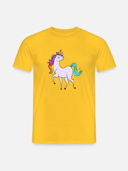 Eenhoorn met asterisk en regenboogkleuren - Heren T-shirt - geel