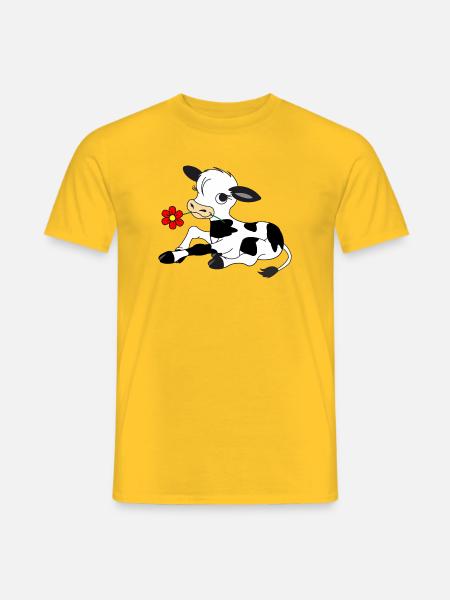 Kalb mit Blüte im Mund - Männer T-Shirt - Gelb