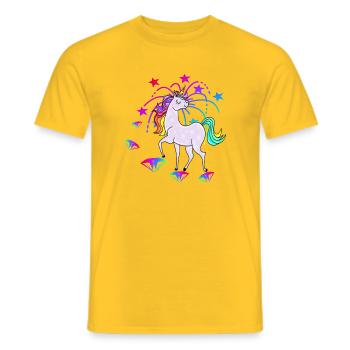 Unicorn Stars Glitter Rainbow - Men's T-Shirt - yellow - Front - AI Model Male 178 dark (178cm)