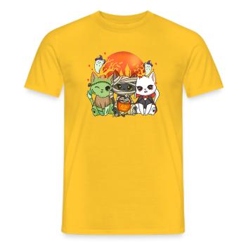 Halloween-Katze Halloween-Kostüm - Männer T-Shirt - Gelb - Vorne - AI Model Male 178 dark (178cm)