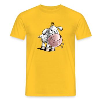 Crazy Sheep I Funny Sheep - Men's T-Shirt - yellow - Front - AI Model Male 178 dark (178cm)