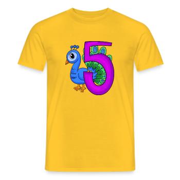 5 Jahre alt - 5. Geburtstag - Pfau Vogel Motiv - Männer T-Shirt - Gelb - Vorne - AI Model Male 178 dark (178cm)