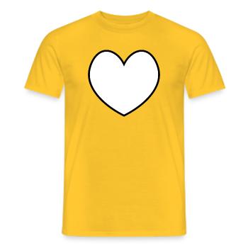 Contour noir blanc cœur - T-shirt homme - jaune - Devant - AI Model Male 178 dark (178cm)