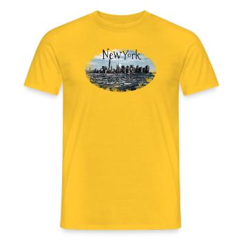 New York City Skyline Gift USA Idée cadeau - T-shirt homme - jaune - Devant - AI Model Male 178 dark (178cm)