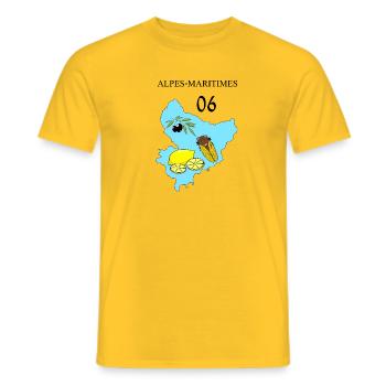 Alpes maritimes - T-shirt homme - jaune - Devant - AI Model Male 178 dark (178cm)