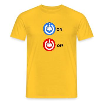 Mittelfinger EIN und AUS - Männer T-Shirt - Gelb - Vorne - AI Model Male 178 dark (178cm)