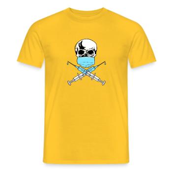 skull vaccine - Men's T-Shirt - yellow - Front - AI Model Male 178 dark (178cm)