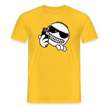 Hacker with phone - Men's T-Shirt - yellow - Front - AI Model Male 178 dark (178cm)
