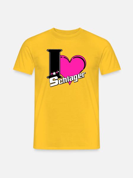 I Love Schlager Herz - Männer T-Shirt - Gelb