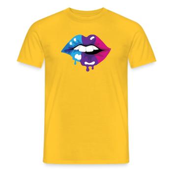 Coloured Lips - Men's T-Shirt - yellow - Front - AI Model Male 178 dark (178cm)
