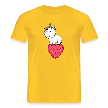 Bock on strawberry - goat goat - Men's T-Shirt - yellow - Front - AI Model Male 178 dark (178cm)