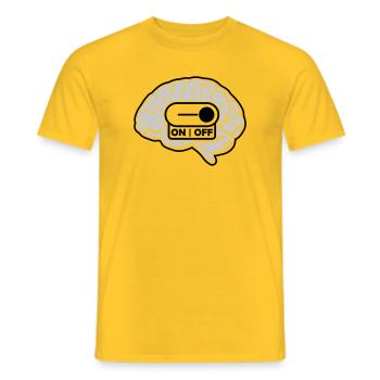 Turn off the brain switch - Men's T-Shirt - yellow - Front - AI Model Male 178 dark (178cm)