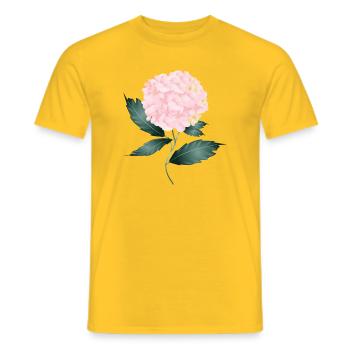 Eine zart rosa Hortensie - Faszinierende Blüte - Männer T-Shirt - Gelb - Vorne - AI Model Male 178 dark (178cm)