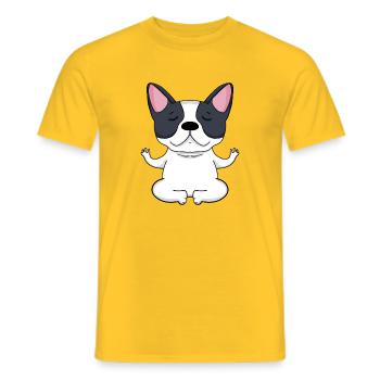 Chien de yoga Français Bulldog - T-shirt homme - jaune - Devant - AI Model Male 178 dark (178cm)