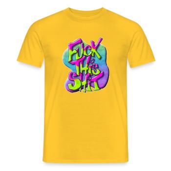 Fuck this shit - Graffiti Design - Männer T-Shirt - Gelb - Vorne - AI Model Male 178 dark (178cm)