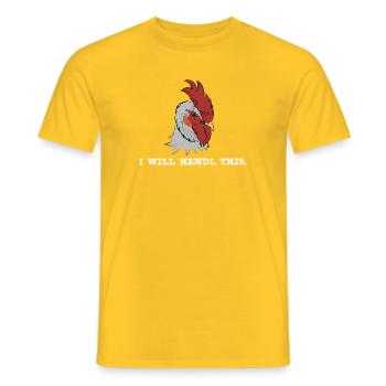 I will hendl this - lustiger Hahn, Spruch Hühner - Männer T-Shirt - Gelb - Vorne - AI Model Male 178 dark (178cm)