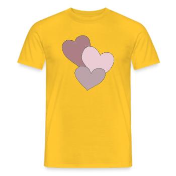 hearts three - Men's T-Shirt - yellow - Front - AI Model Male 178 dark (178cm)