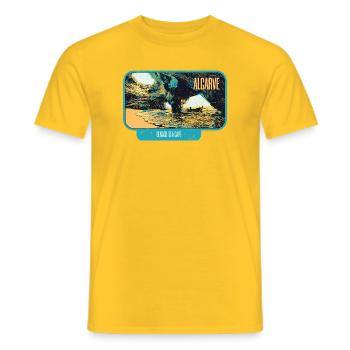 Algarve Portugal, Cave Benagil Beach Summer Sun - Men's T-Shirt - yellow - Front - AI Model Male 178 dark (178cm)