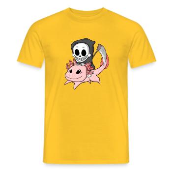 Grim Reaper et Axolotl - T-shirt homme - jaune - Devant - AI Model Male 178 dark (178cm)