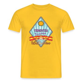Formentera Island Balearic Islands Emblem - Men's T-Shirt - yellow - Front - AI Model Male 178 dark (178cm)