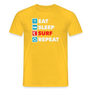 Eat Sleep Surf Repeat - Men's T-Shirt - yellow - Front - AI Model Male 178 dark (178cm)