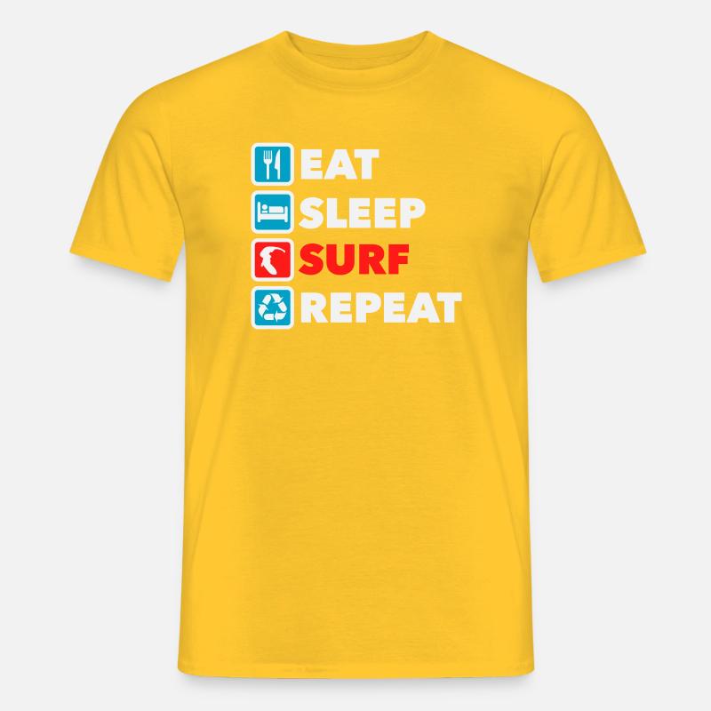 Manger, dormir, surfer, répéter - T-shirt homme - jaune