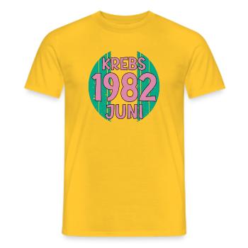 Sternzeichen Krebs JUNI 1982 - Männer T-Shirt - Gelb - Vorne - AI Model Male 178 dark (178cm)
