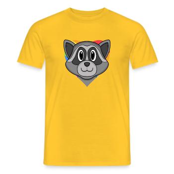 LGBT Tier Waschbär Regenbogen Herz - Männer T-Shirt - Gelb - Vorne - AI Model Male 178 dark (178cm)