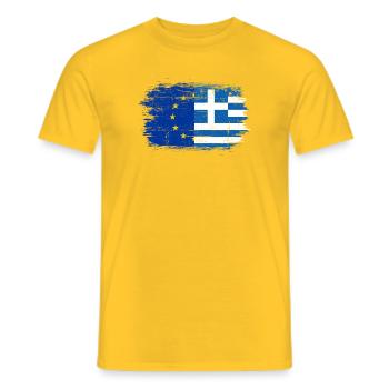GrecoEU Flag Fusion - Men's T-Shirt - yellow - Front - AI Model Male 178 dark (178cm)
