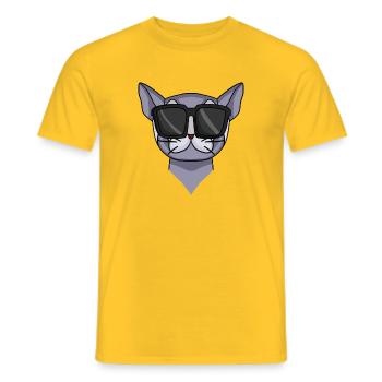 Britisch Kurzhaar Katze mit Sonnenbrille - Männer T-Shirt - Gelb - Vorne - AI Model Male 178 dark (178cm)